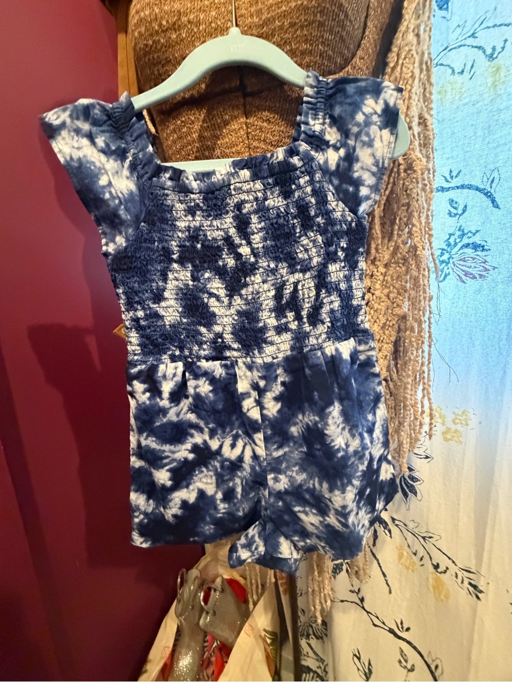 GAP Girls Blue and White Tie-Dye Romper